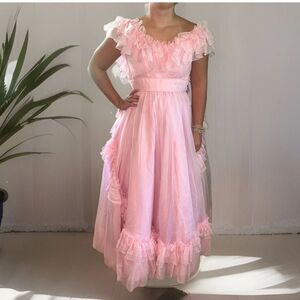 Vintage 1950s-1960s Era Mike Benet Dress Pink Ballgown 6